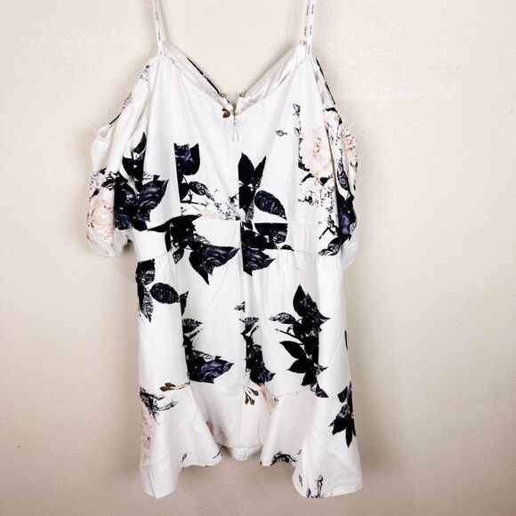 City Chic Off The Shoulder Mini Blue Floral Dress Size 24 XXL - Picture 6 of 7